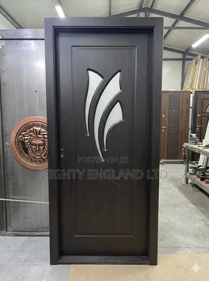 Modern Interior Wooden Door With Decorative Glass Panels