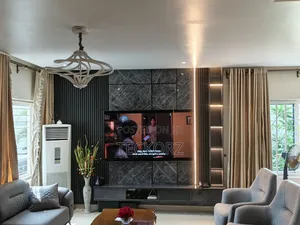 Tv Wall Console Unit With Acoustic Fluted Panels