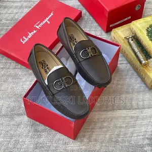 Original Salvatore Ferragamo Black Brown Drivers Men’S Shoes