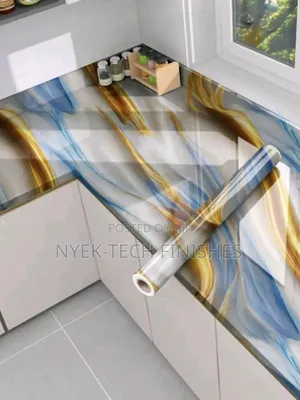 Peel and Stick PVC Marble for Walls and Cabinets.