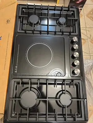 Polystar 4 Gas + 1 Electric Black Stainless Steel Gas Cooker