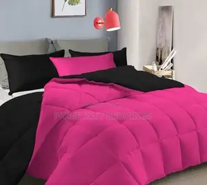 Dual Color (Black Pink) Reversible Bedspread Duvet Set (4x6)