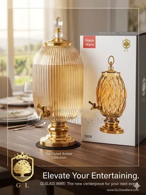 Fluted Glass Juice Dispenser