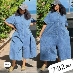Ladies Denim Mid Cut Jumpsuit