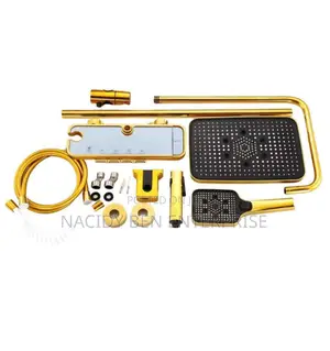 Gold Shower Set, 650gram Pole With Square Rose and PVC Rose