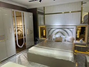 Luxury Modern Bed Frame With Led Headboard Wardrobe Set