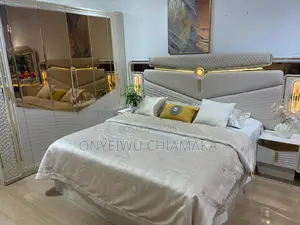 Luxury Modern Bed Frame With Led Headboard Wardrobe Set