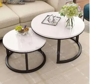Modern Marble Top Nesting Center Table Set (2-in-1)