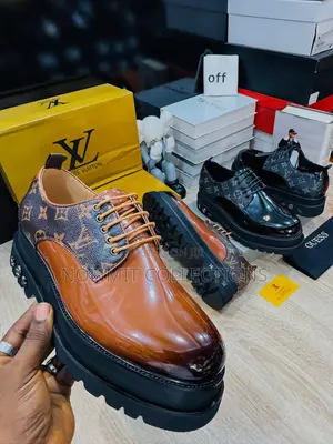 Men's Patent Leather Derby Shoes With the Lv Monogram Pattern