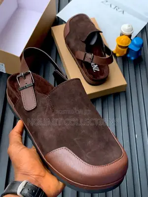 Suede Zara Platform Clogs With Leather Toe Box