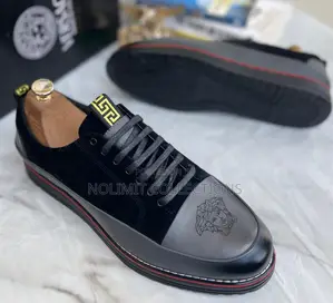 Versace Patterned Leather Lace Up Shoe