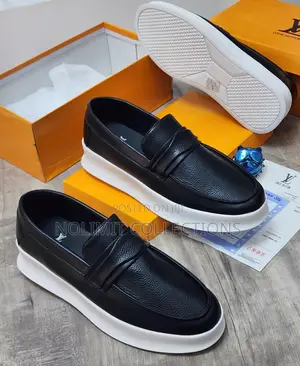 Grained Leather Louis Vuitton Loafers With White Sole