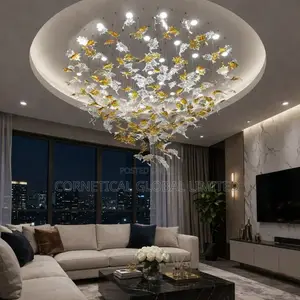 Luxury Crystal Leaf Chandelier – Modern Gold White Design