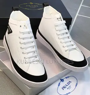 Original Prada White Leather High Top Sneakers