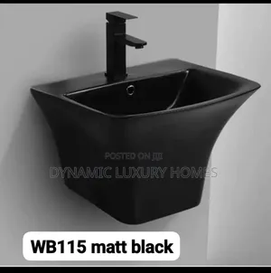 Matt Black Wall Hung Wash Hand Basin