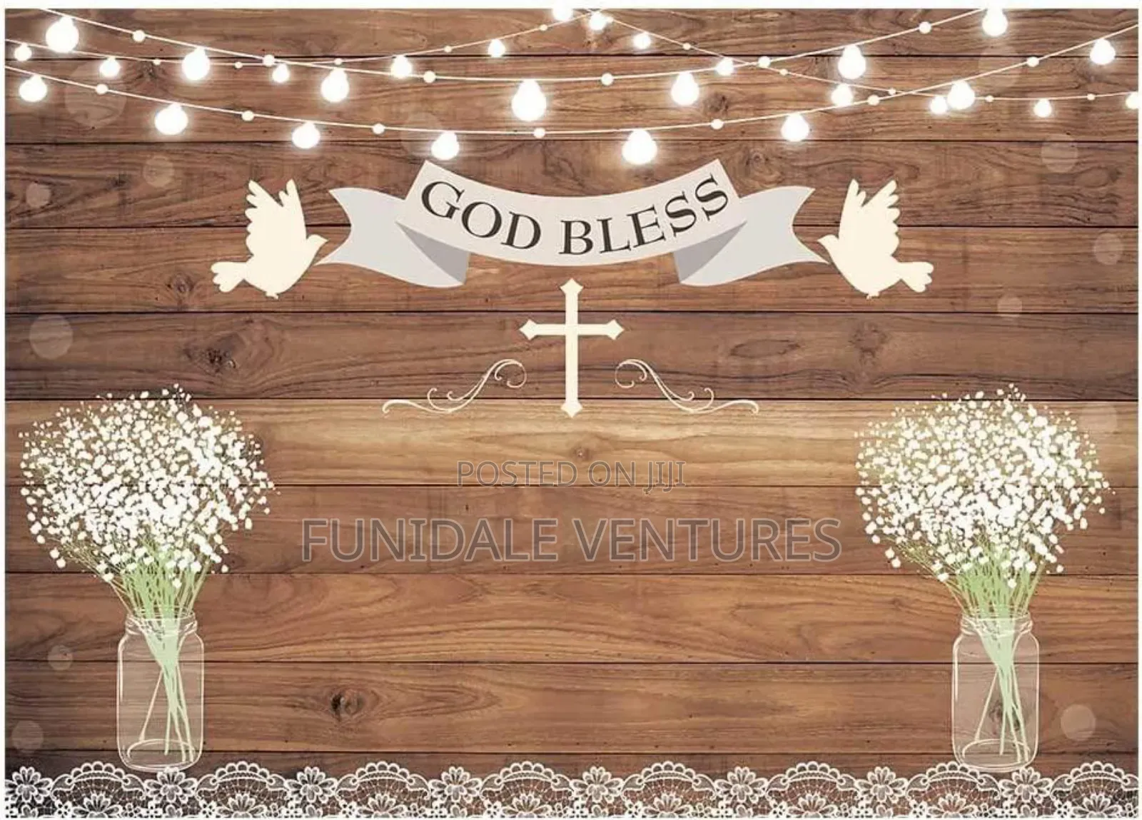 God Bless Backdrop 7ft X 5ft