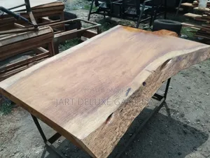 Metal Framed Live-Edge Wooden Dining Table