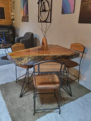Live Edge Wooden 3-Seater Dining Table Set