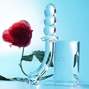Crystal Glass Curved Pleasure Double-Ended Anal Plug Beads Dildo
