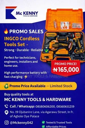 Ingco Brushless Cordless Power Tools Combo Kit – Professional