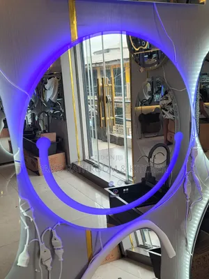 Circular Led Mirror With Purple Accent Lighting