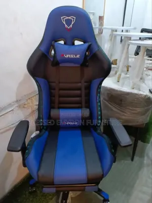 Gaming Ergonomic Chair + Footrest - Blue Black