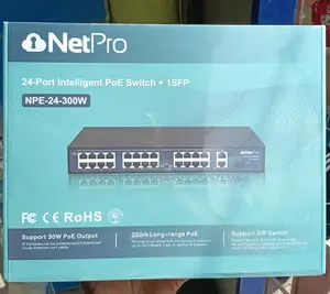 Netpro 24 Port 10/100 Poe Network Switch Plus 2 Ports Lan Npe-24-300w