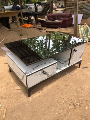 Center Table With Glasstop and Drawesome by Oluwaseun Furniture