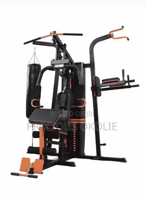 3-Station Multi-Gym Machine Equipped With a Punching Bag