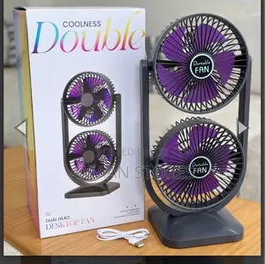 Dual Head Usb Desk Fan – 3-Speed Cooling