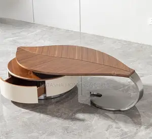 Leaf Shaped Designer Coffee Table With Strong Storage Drawer