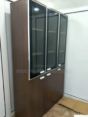 Tall Office Bookshelf Display Cabinet With Glass Door