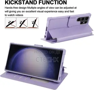 Galaxy S23 Ultra Wallet Case Rfid Flip Leather Cover Clove Purple