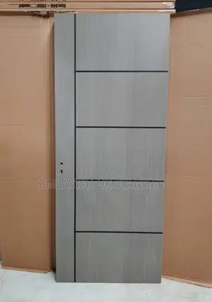 HDF Gray Imported Wooden Room Doors 3ft by 7ft With Frame and Locks