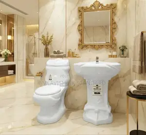 Luxury Queen White Water Closet With Standing Wash Hand Basin