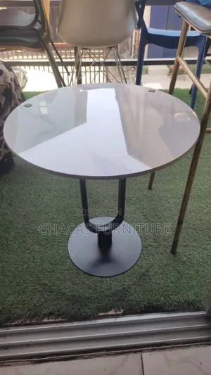 Modern Marble-Finish Round Side Stool