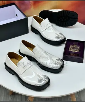 Patent Leather Loafers With Split Toe Design