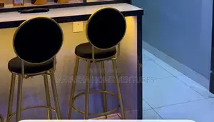 Luxury Gold Round-Back Bar Stools (Pair)