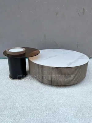 Luxury Marble Smoked Glass Nesting Coffee Table Set