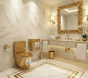 Luxury Gold-Plated Water Closet With Suspended Wash Hand Basin