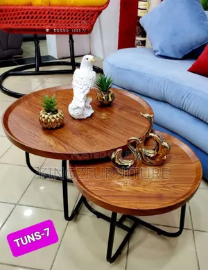 2-in-1 Wooden Nesting Center Table Set Brown