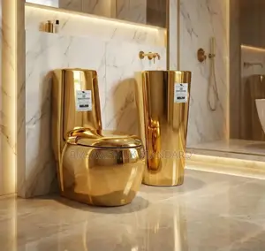 Luxury Gold Morden England Water Closet With Standing Wash Hand Basin