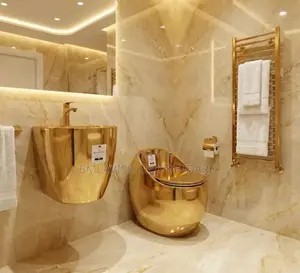 Modern, Opulent Egg-Shaped Water Closet With Suspended Wash Hand Basin