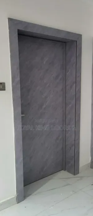Gray HDF Wooden Room Doors With Handles and Frame