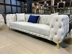 Mixed Cream and Royal Blue Sofa