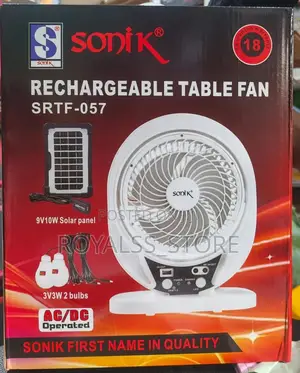 Long Lasting Sonik Rechargeable Table Fan and Solar Panel