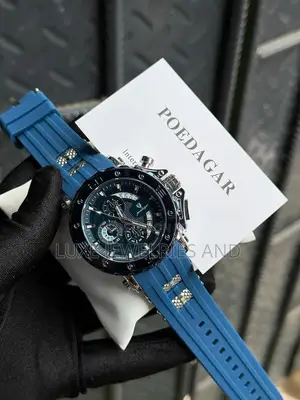 Poedagar Rubber Strap Chronograph Watch for Men