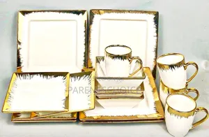 Square White Gold Luxury 16pcs Dinner Set