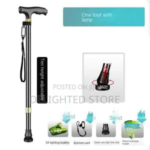 Adjustable Height Anti Slip Multifunctional Walking Stick Flash Light