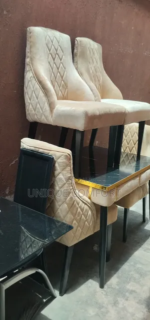 Brand New Modern Design Curved Chairs With Faux Marble Dinning Set